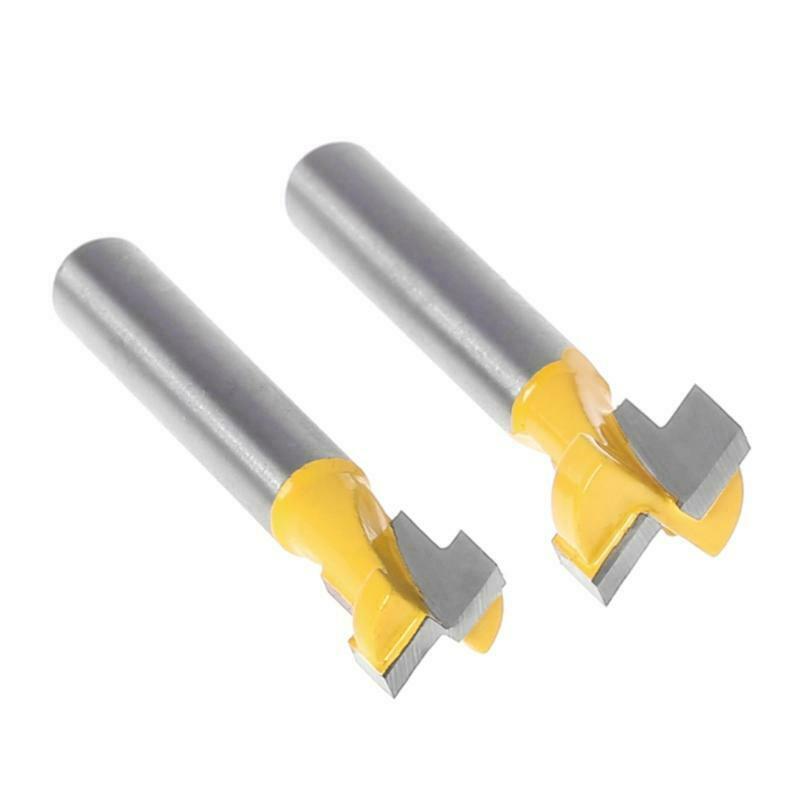 2 Pcs 1/4'' Shank Yellow T-Slot Cutter Router Bit Set for 3/8'' & 1/2'' Hex Bolt