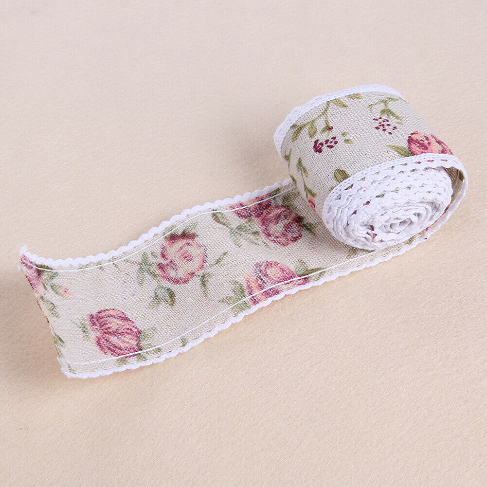 1m/roll Beautiful Flower Hessian Burlap Lace Wedding Decor Cake Runners @
