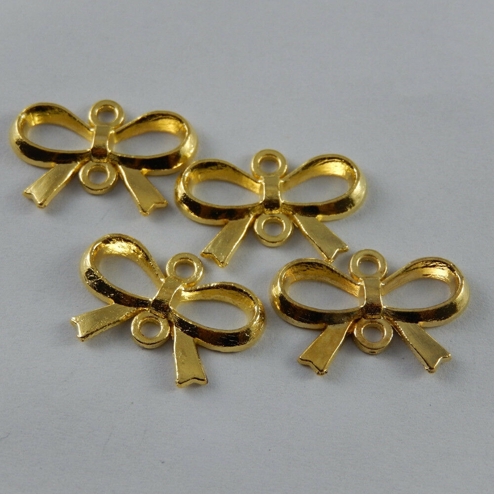 45pcs/lots Golden Color Alloy Bow-knot Jewelry Connector Making Charms Pendants