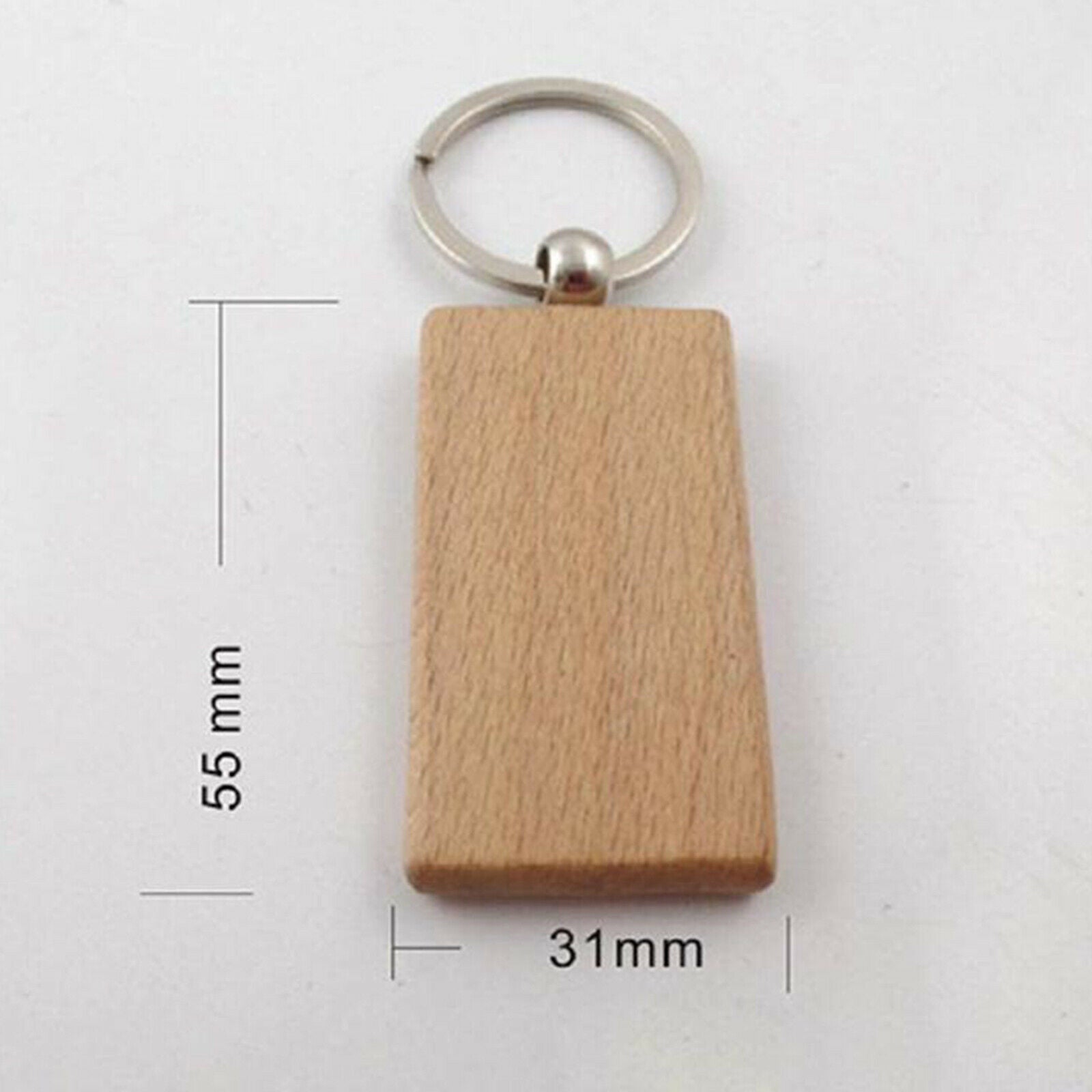 25Pcs Unpainted Blank Wooden Key Chain Mixed Keychain Keyfob Car Pendant DIY