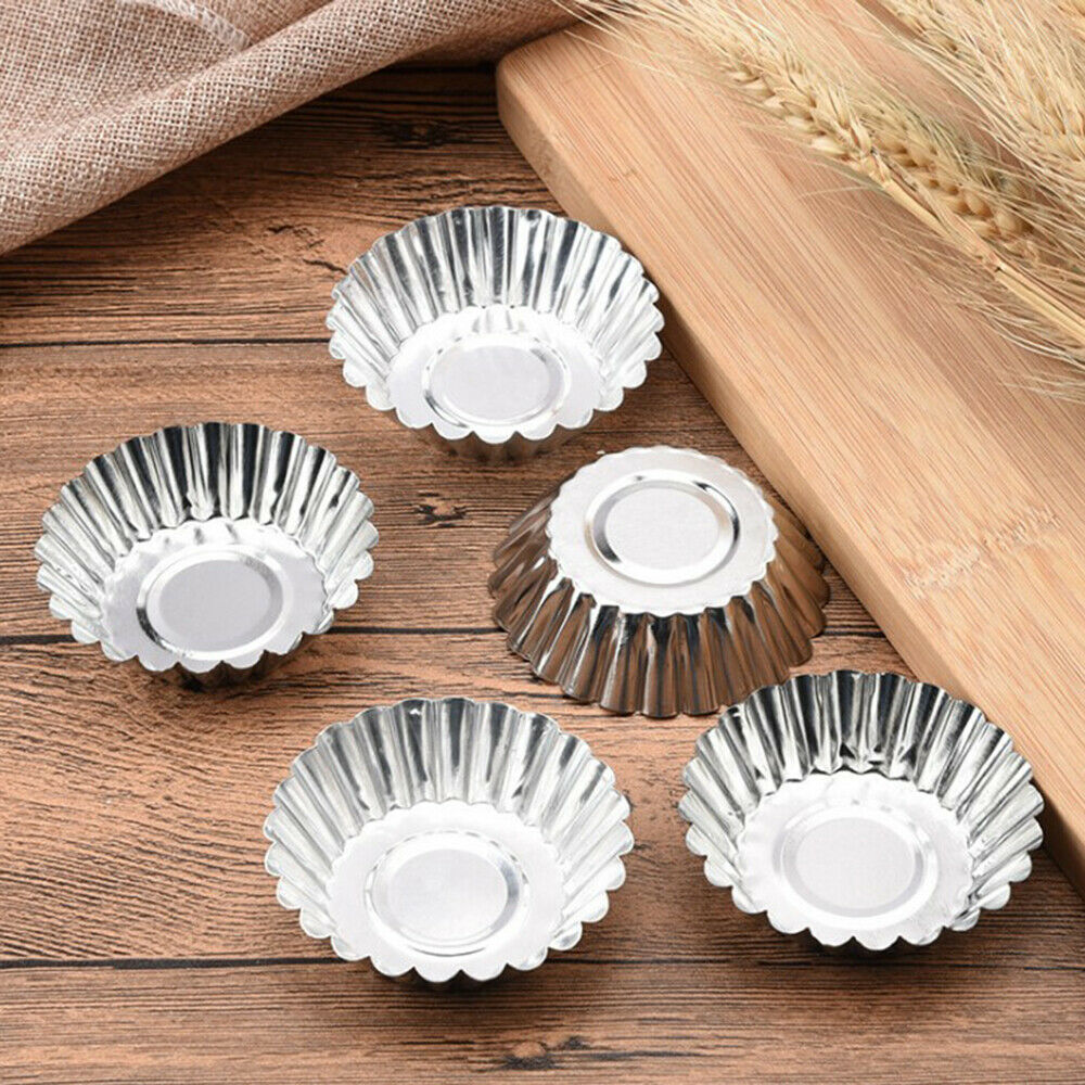 10Pcs/lot Egg Tart Aluminum Cupcake Cake Cookie Lined Mold Mould Tin Baking Tool