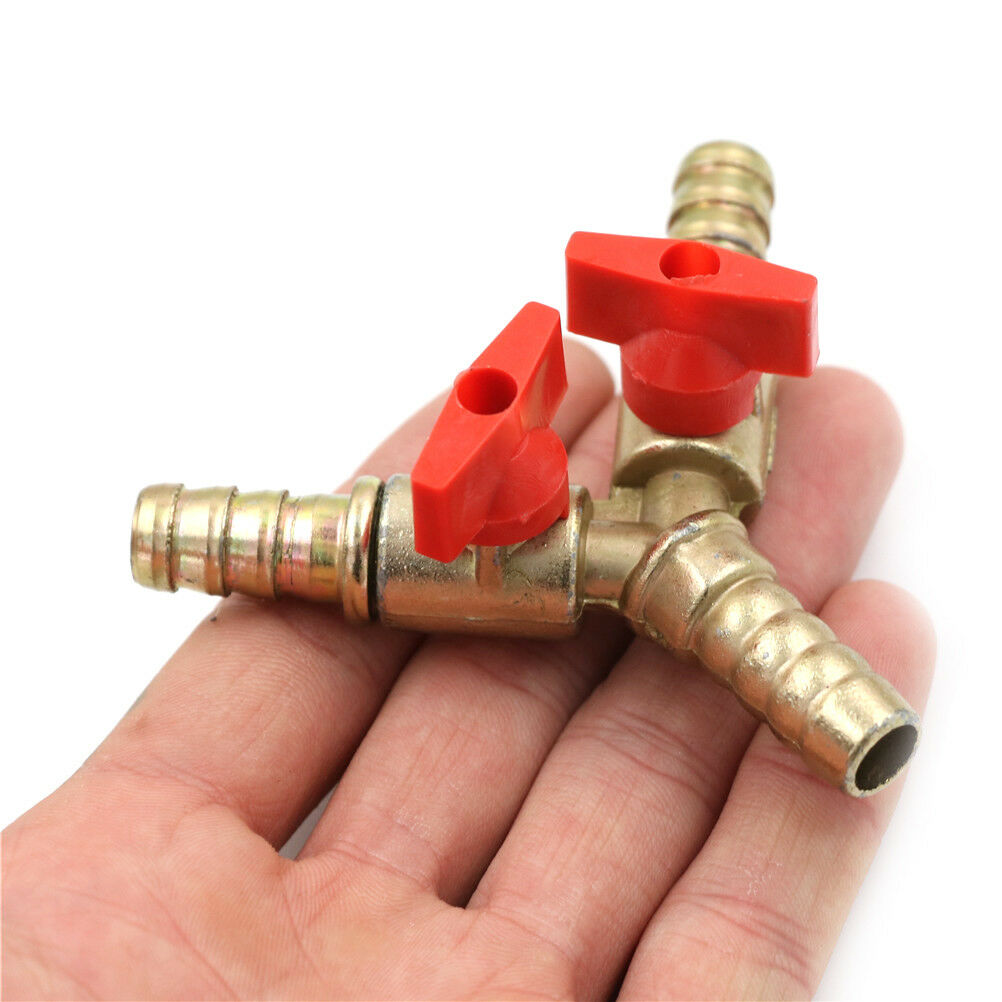 3Way Tee Brass Y Shut off Ball Valve3/8" 10mm Barb Fuel Gas Oil / Valve Cl.l8