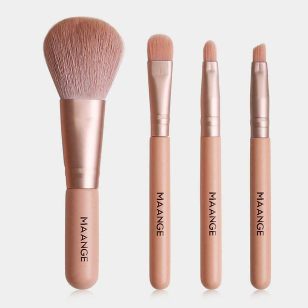 Set of 4 Makeup Brushes Travel Eyeshadow Lips Blending Brush Tool Pink
