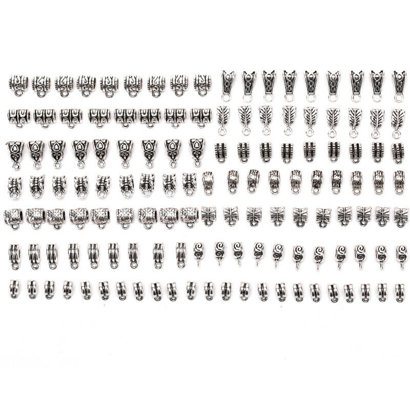 120Pcs Metal Connectors Spacer Beads Bail Tube Beads Charms DIY Jewelry M.l8
