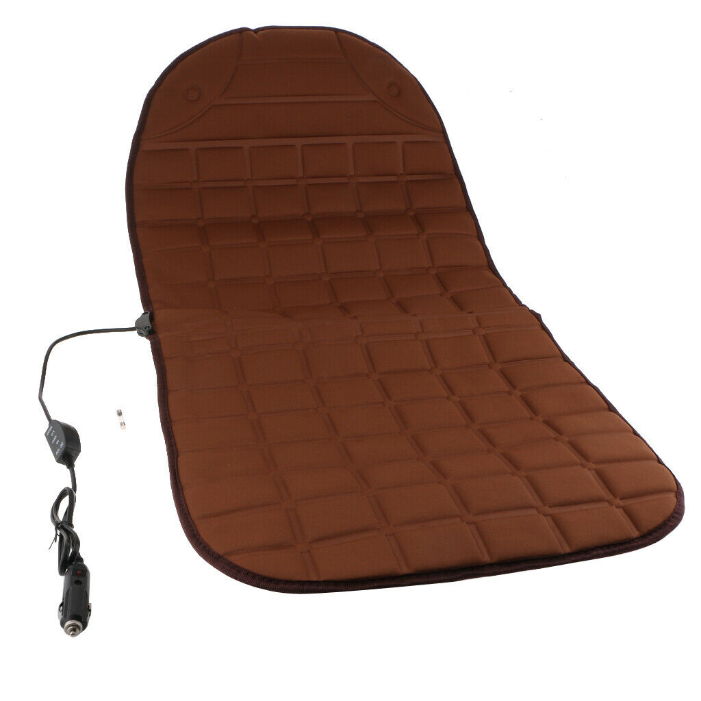 Heated Car Seat Chair Cushion, Electric Heating Warmer Pad Hot Cover Brown