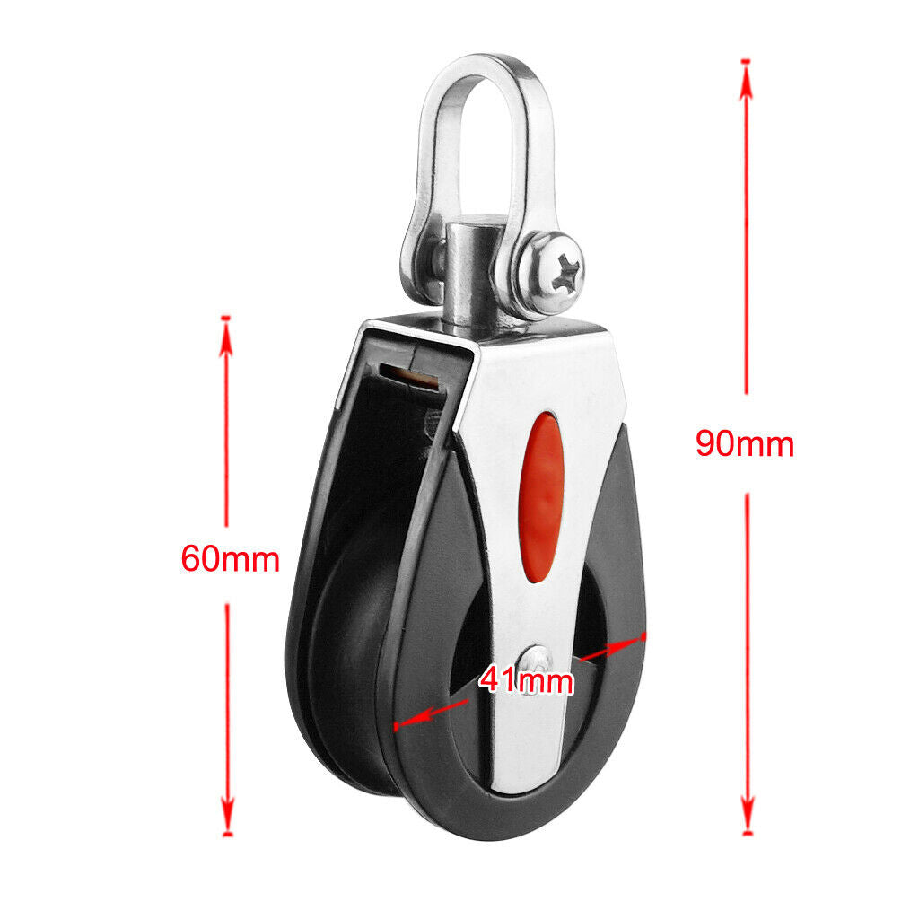41mm Marine 316 SS Block Rope Pulley Nylon Sheave Sailing Boat+Ball Bearings