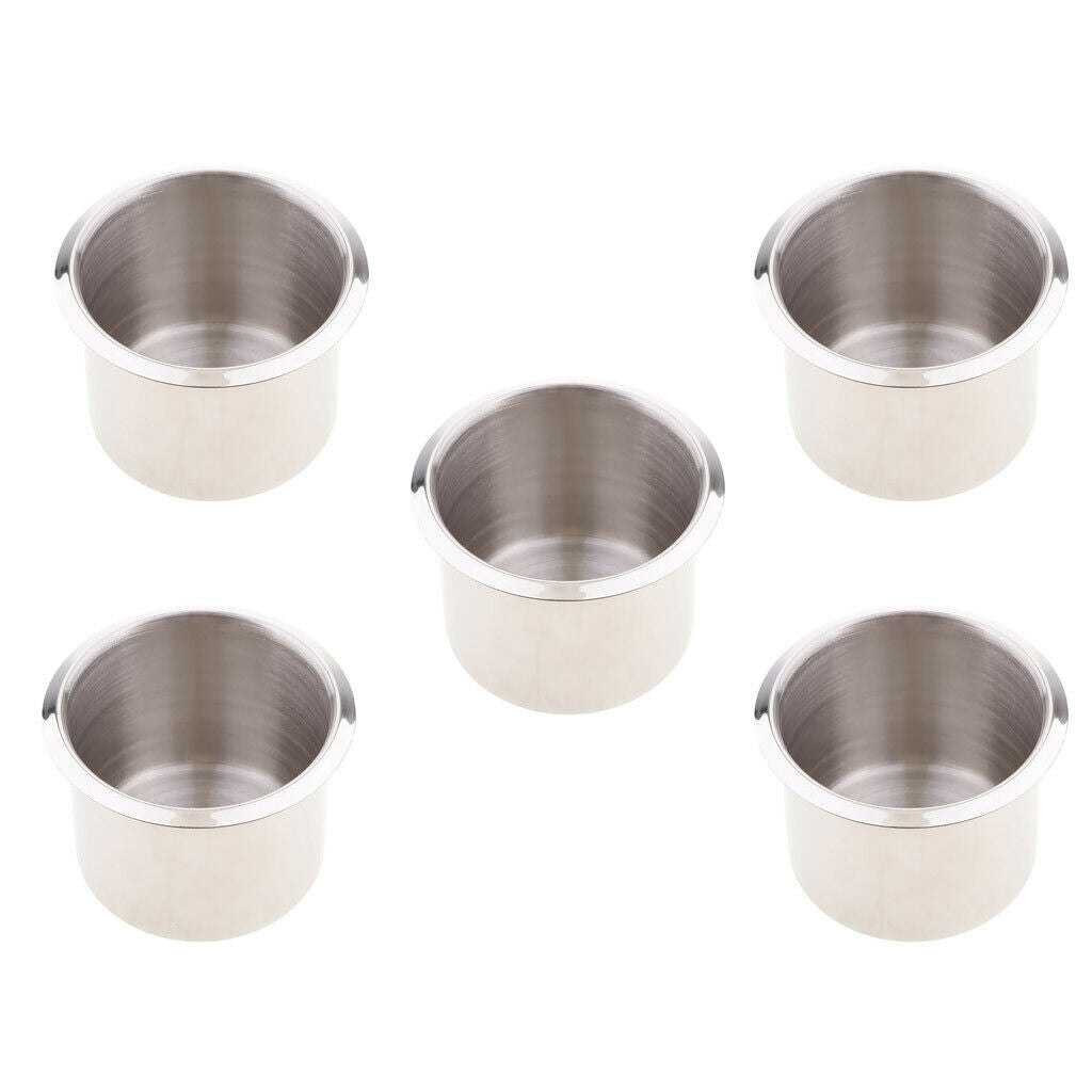 5pcs Stainless Steel Recessed Cup Drink Holder Marine Boat RV Camper 68x55mm