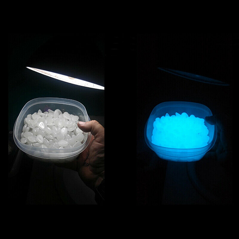 100x Artificial Glow in The Dark Pebbles Stones Garden Aquarium Fish Tank Decor