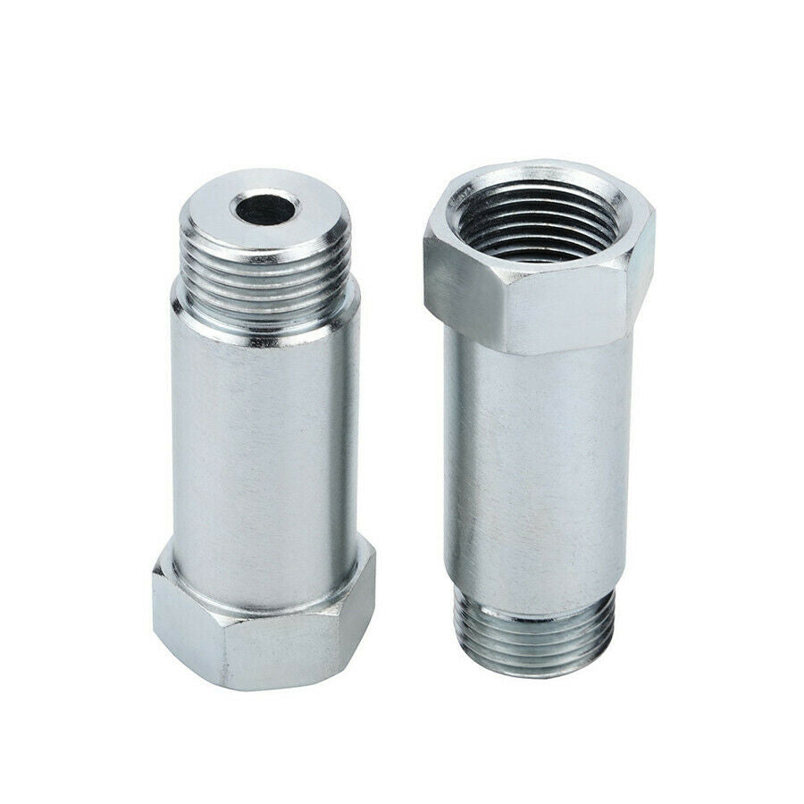 2x Universal Zinc Plated Steel Straight O2 Oxygen Sensor Extension Spacer 55mm
