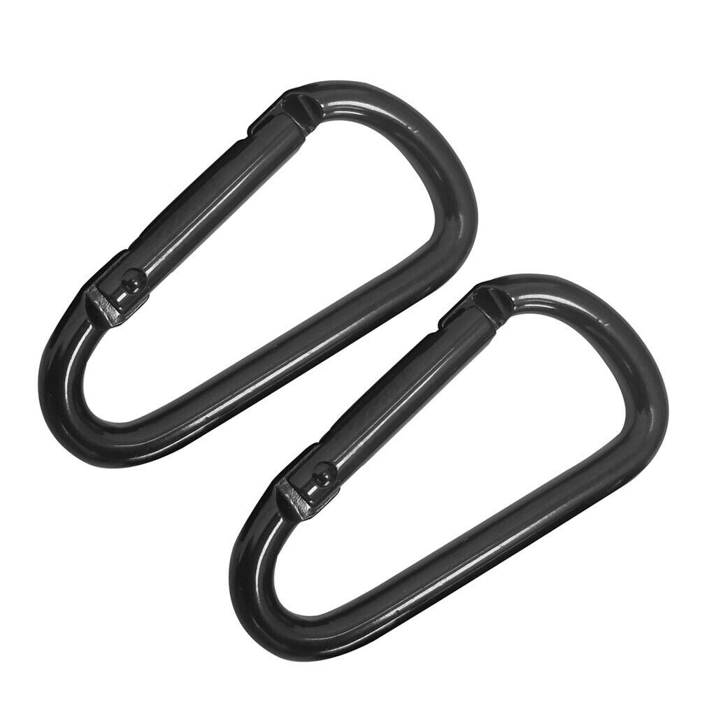 2Pack Black Clip Hook Small Keyring Camping Sports Caribiner Carabiner