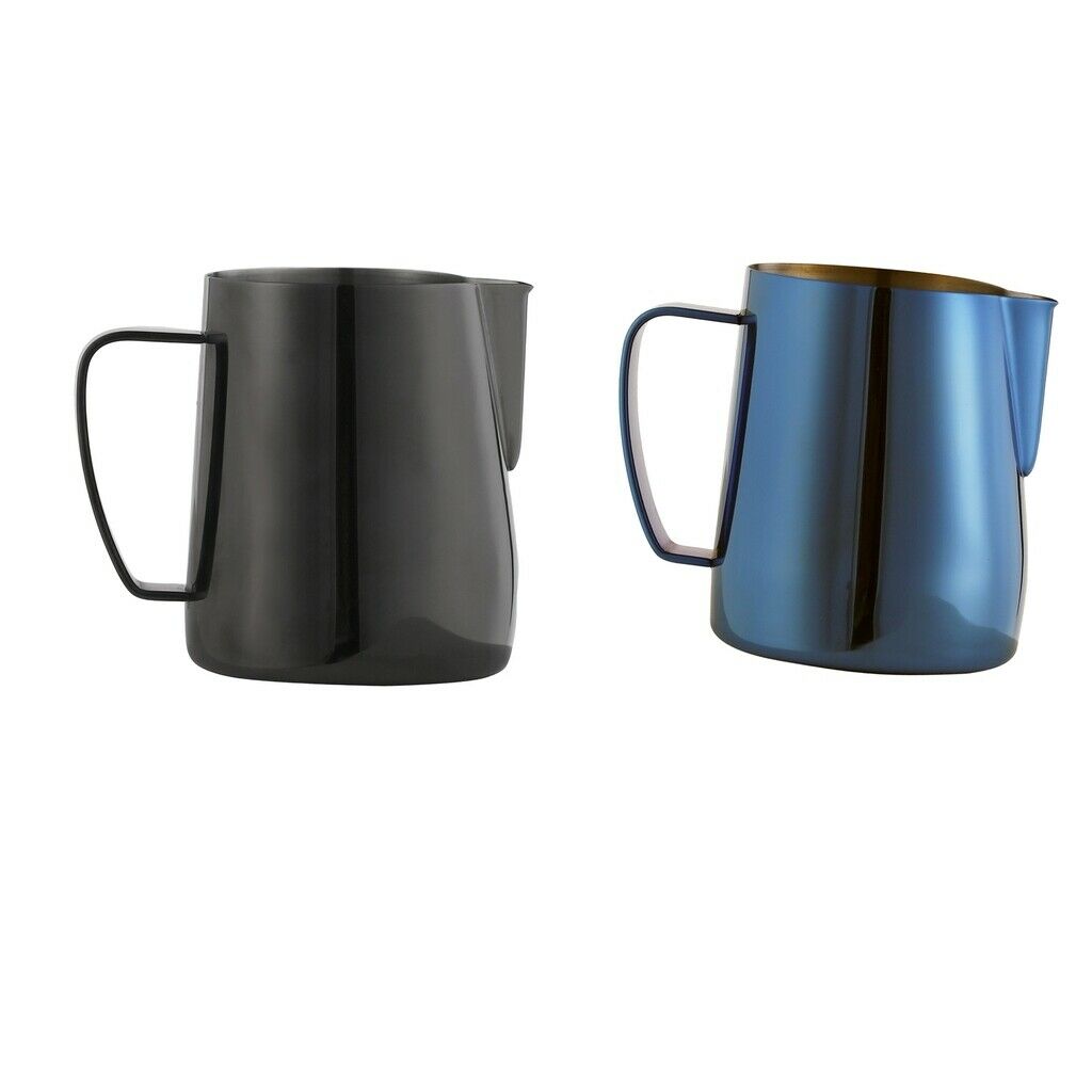 2 Pcs Stainless Steel Milk Frothing Steaming Pitcher Cup Latte Art 12oz