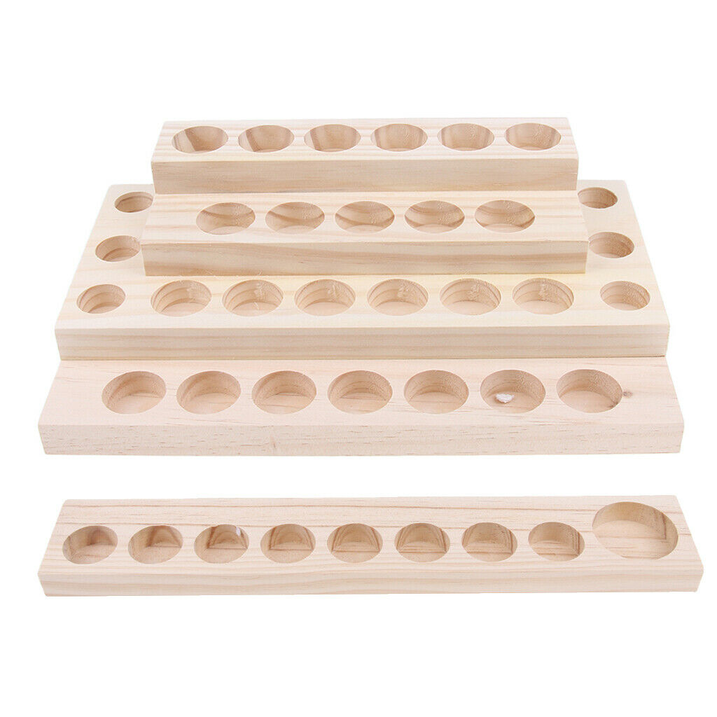 2 Pieces Wooden Essential Oil Holder Display Storage Rack Tray Organizer