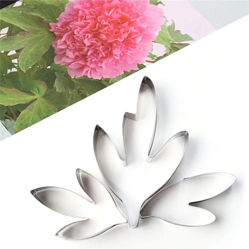 Fondant Cake Decoration Stainless Steel Tools Peony Flower Leaves Cutters.l8