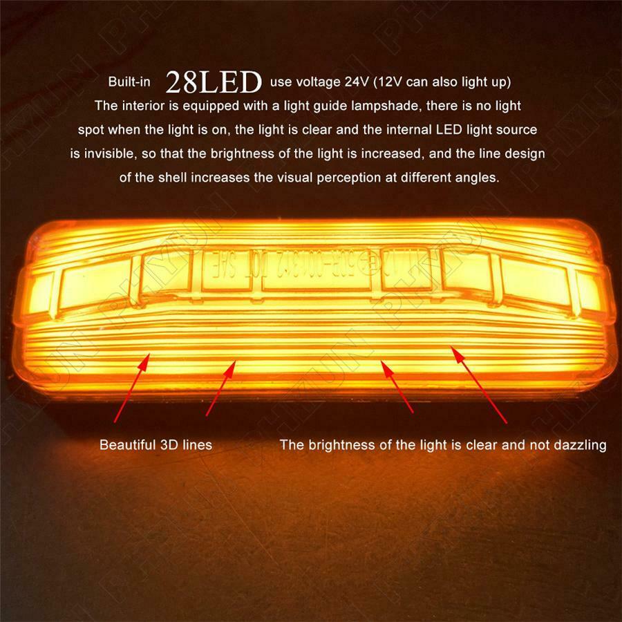 2Pcs Truck LED Lights Tail Brake Light Side Marker Signal Warning Lights Lamps