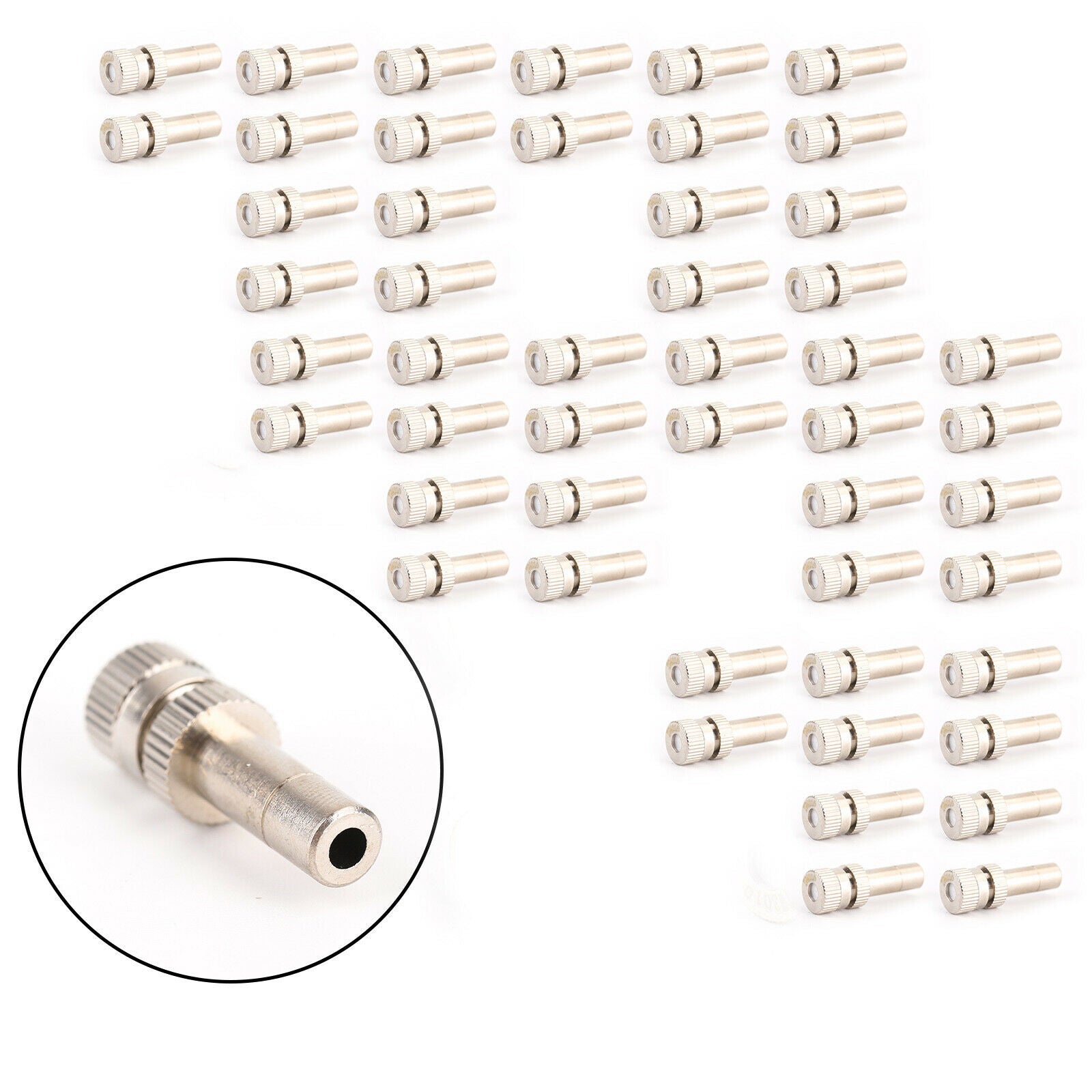 50X Misting Nozzles Water Mister Sprinkle For Cooling System 0.016" Quick plug E