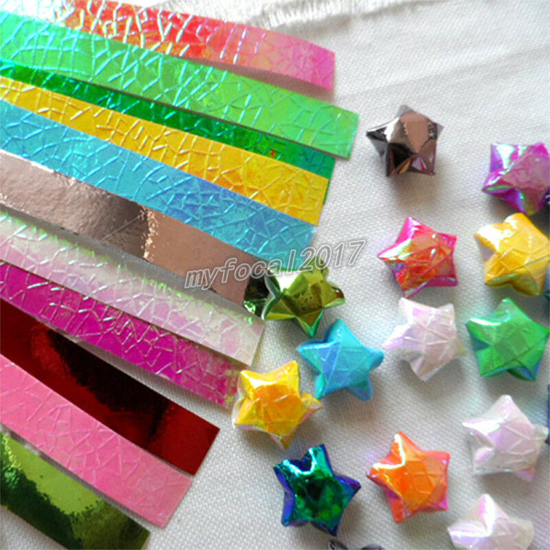 90PCS Folding Lucky Origami DIY Papercraft Wish Stars Gradient Quilling Paper