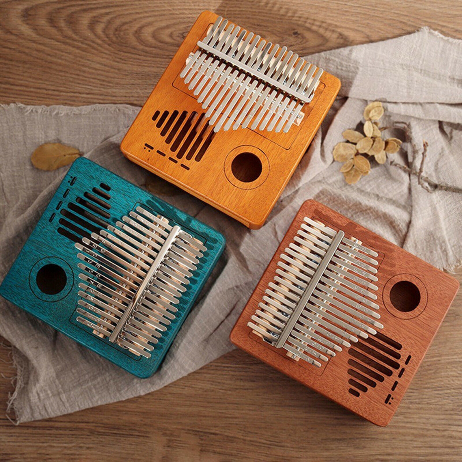 Kalimba 17 Key Thumb Piano Wooden Mbira Musical Instrument w/ Bag Stickers