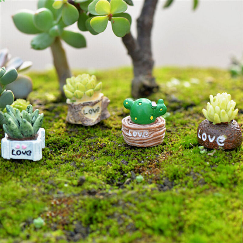 Moss Micro Landscape Ornaments Love Pot Plant Mix Size Fairy Garden Decor.l8