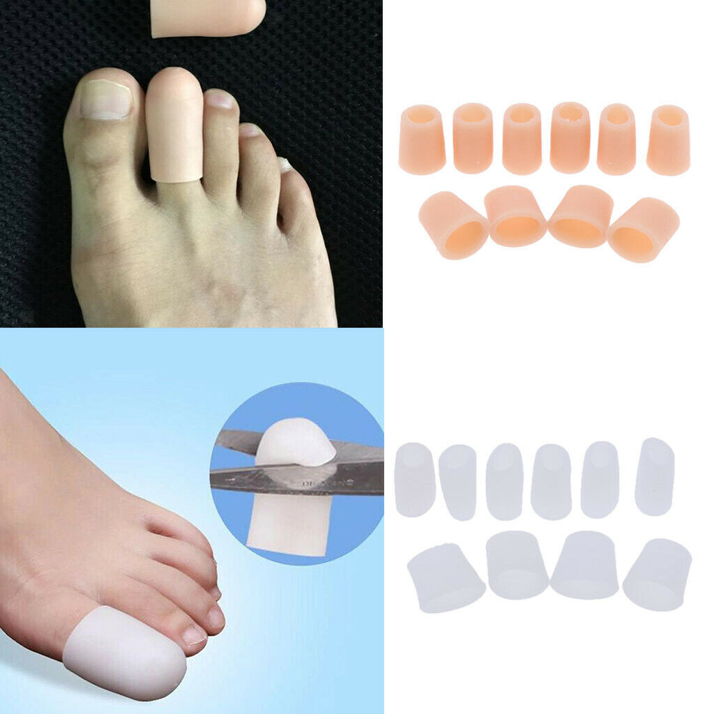 10x Silicone Toe Sleeves Caps Protector Separators for Hammer Toes White