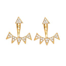 Elegant Stud Earrings Women Crystal Rhinestone Triangle Ear Drops Golden