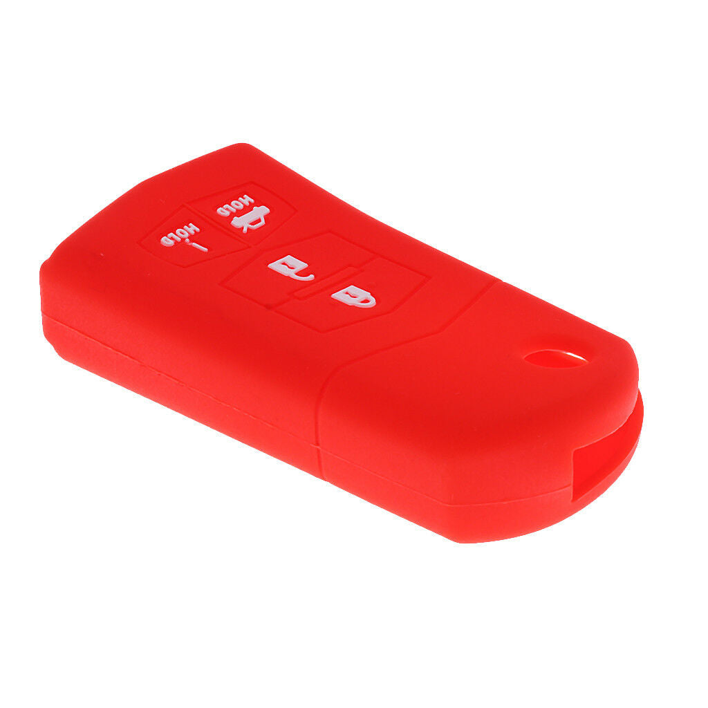 Replacement Car 4 Button Key Silicone Shell Case Cover For Mazda Red