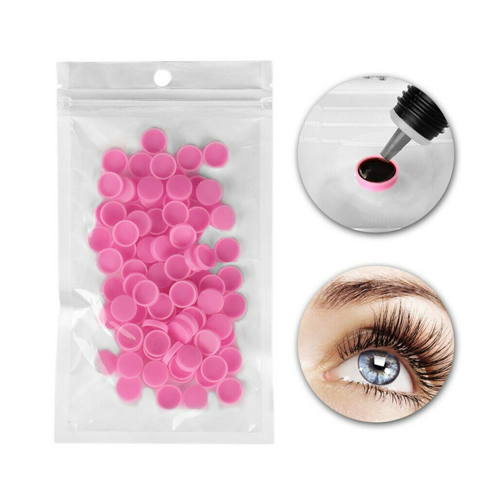100x Disposable Glue Remover Delay Holder Permanent Makeup Ink Cups Caps 1cm