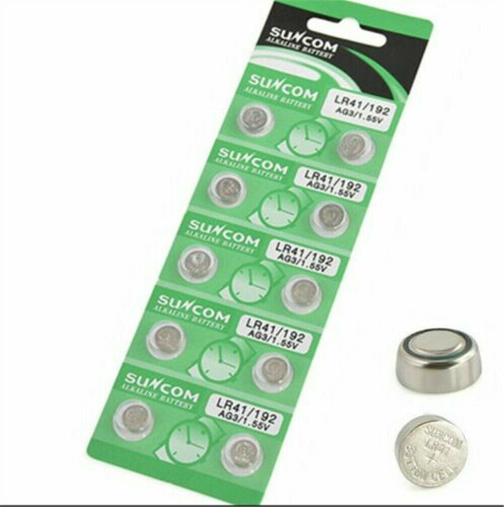 10Pcs AG3 SG3 LR41 192 1.55V Alkaline coin Button coin Cell Battery Suncom CA