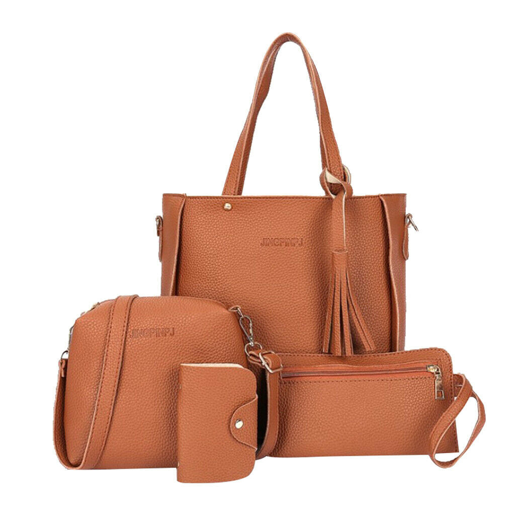 4x/Set Womens Leather Casual Handbag Waterproof Shopping Wallet Card Bag Set