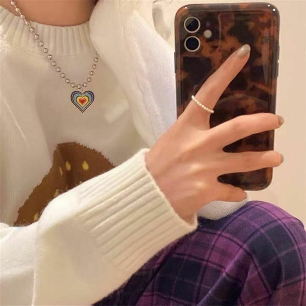 Pendant Clavicle Chain Hip Hop Chain Heart Shape Necklace Round Bead Necklace