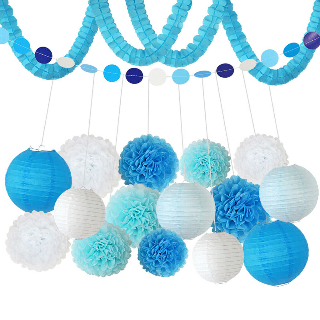 Hanging Garland Tissue Paper Flowers Hanging Lanterns Wedding Party Backdrops