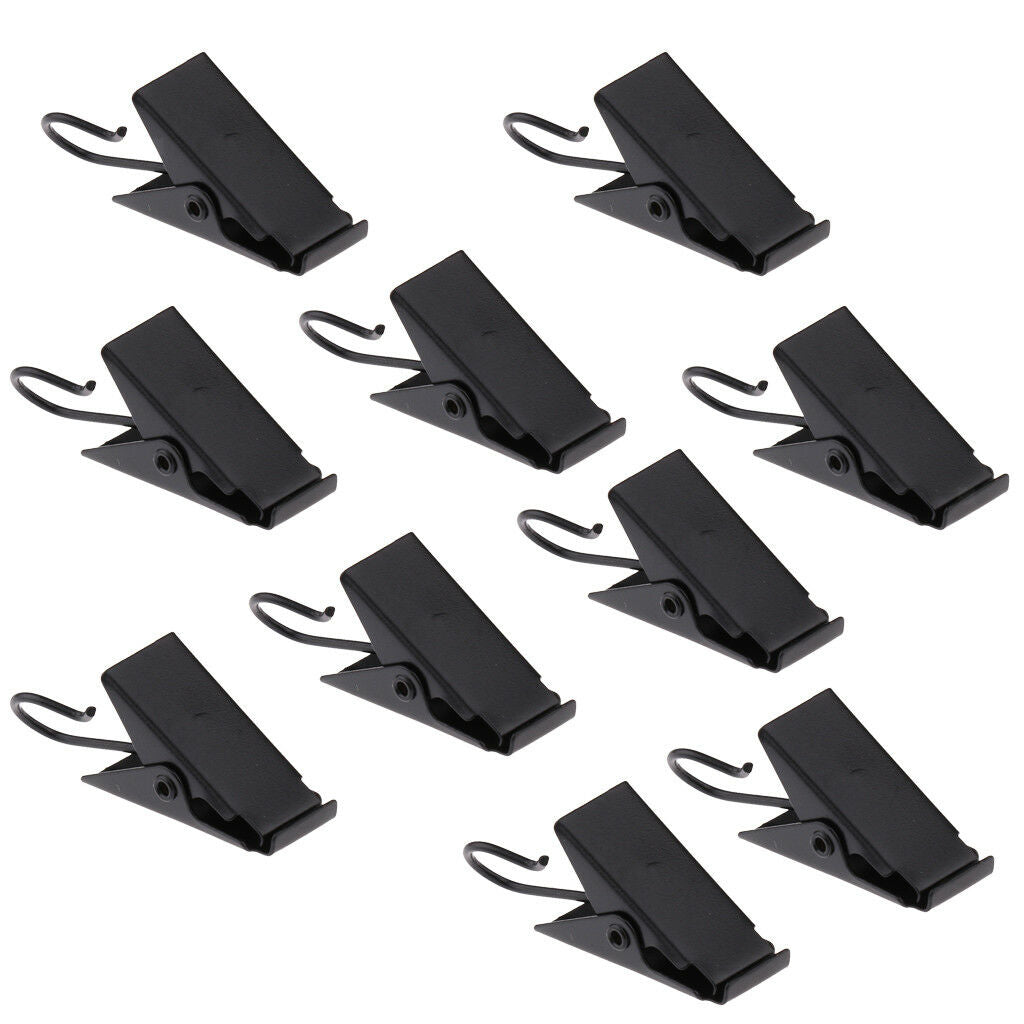 10Pcs Metal Curtain Clip w/ Hook Hanger for Blinds Drape Valance 38mm Black