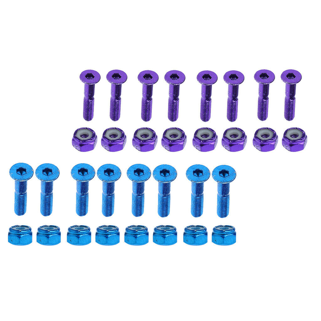 Set of 16 Carbon Steel Longboard Screws Bolts 1'' Flat Head Truck Hardware