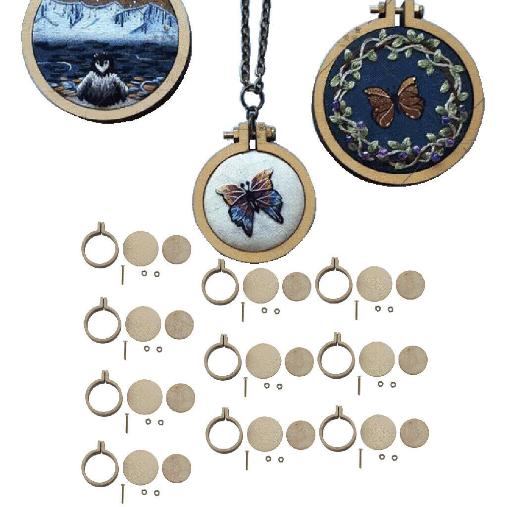 40 Pieces Mini Wooden Embroidery Hoop Embroidery Hoop for Pendant Making 2cm