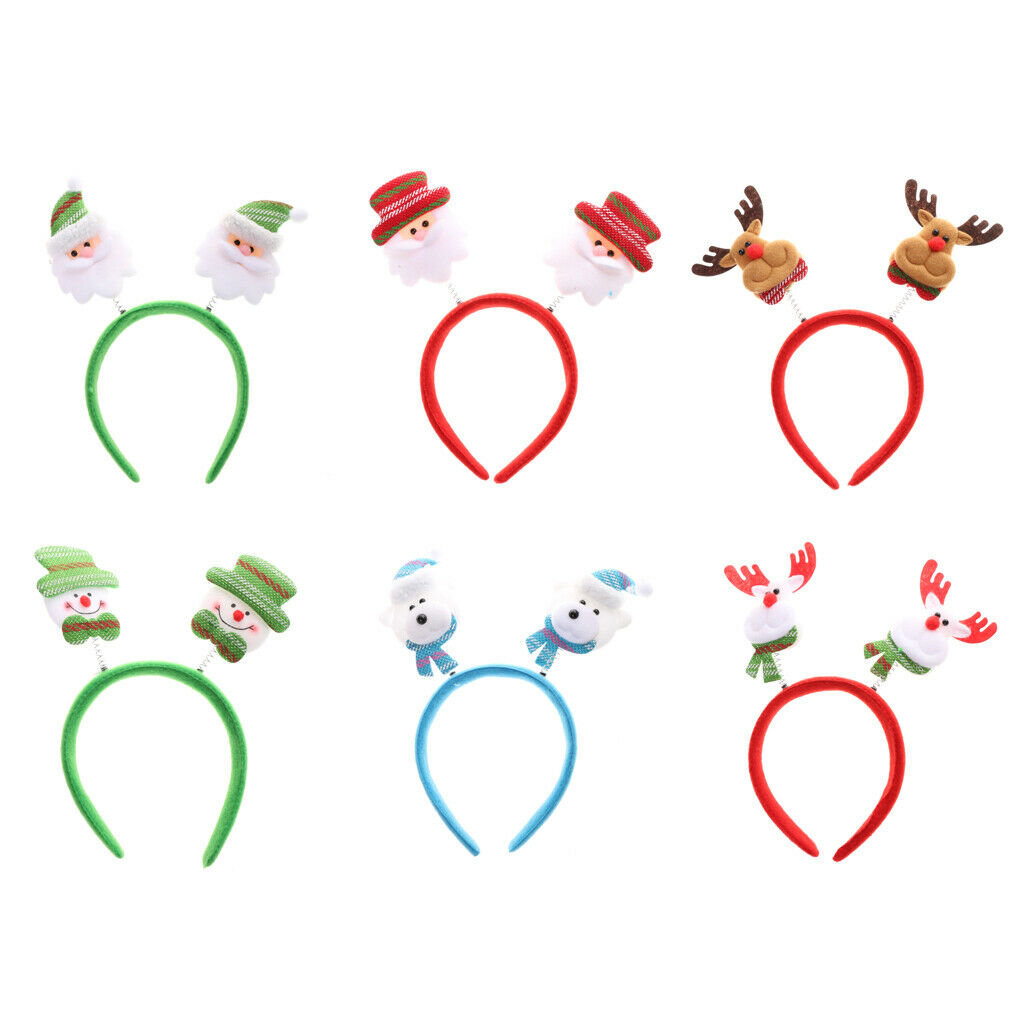 Funny Christmas Themed Headband Santa Claus Head Boppers, Pack of 6