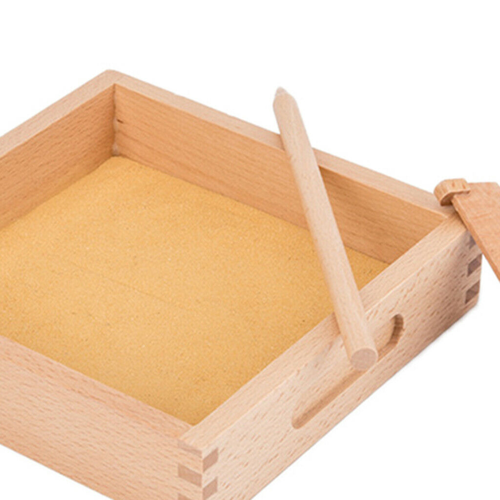Wooden Scraping Sandbox with Wooden Pen Teaching Aids Writing Exercises Tool