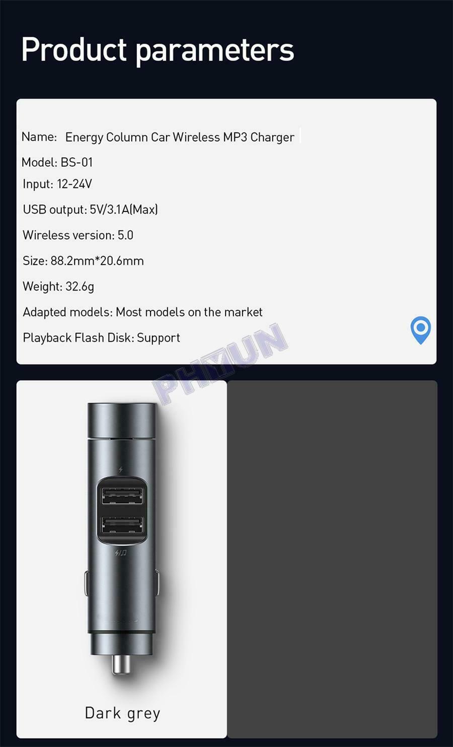Car FM Transmitter Dual USB Charger Music MP3 Player Adapter Volume Adjustment