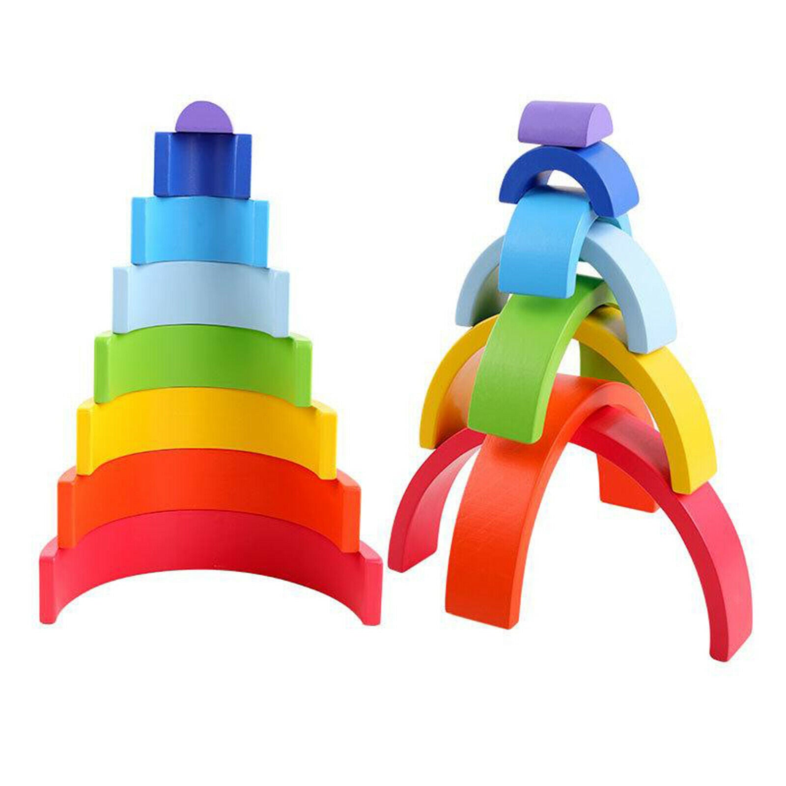 8pcs Rainbow Arched Building Stacking Blocks DIY Puzzle Handcrafted Toys Fun