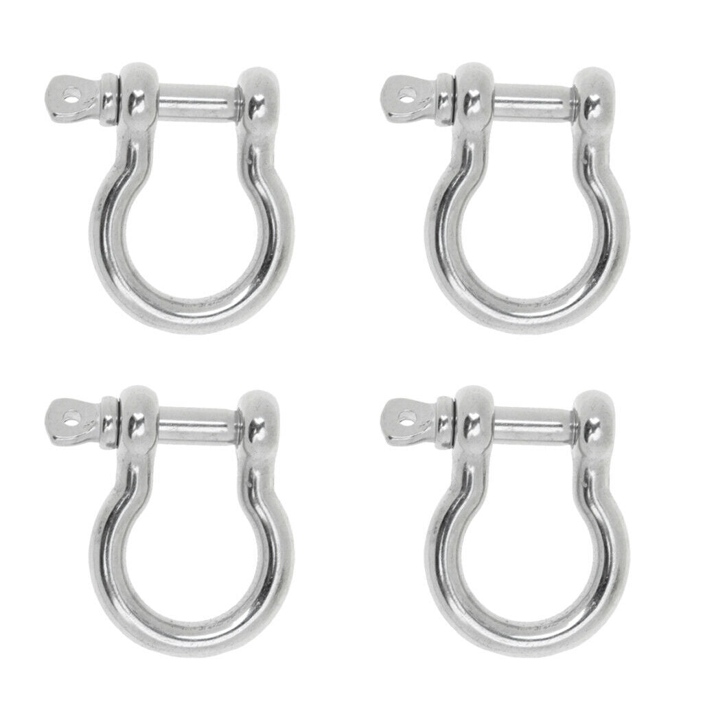 4 pcs Marine Hardware Bow Shackle Clevis Screw Pins Anchor 304 Stainless Steel