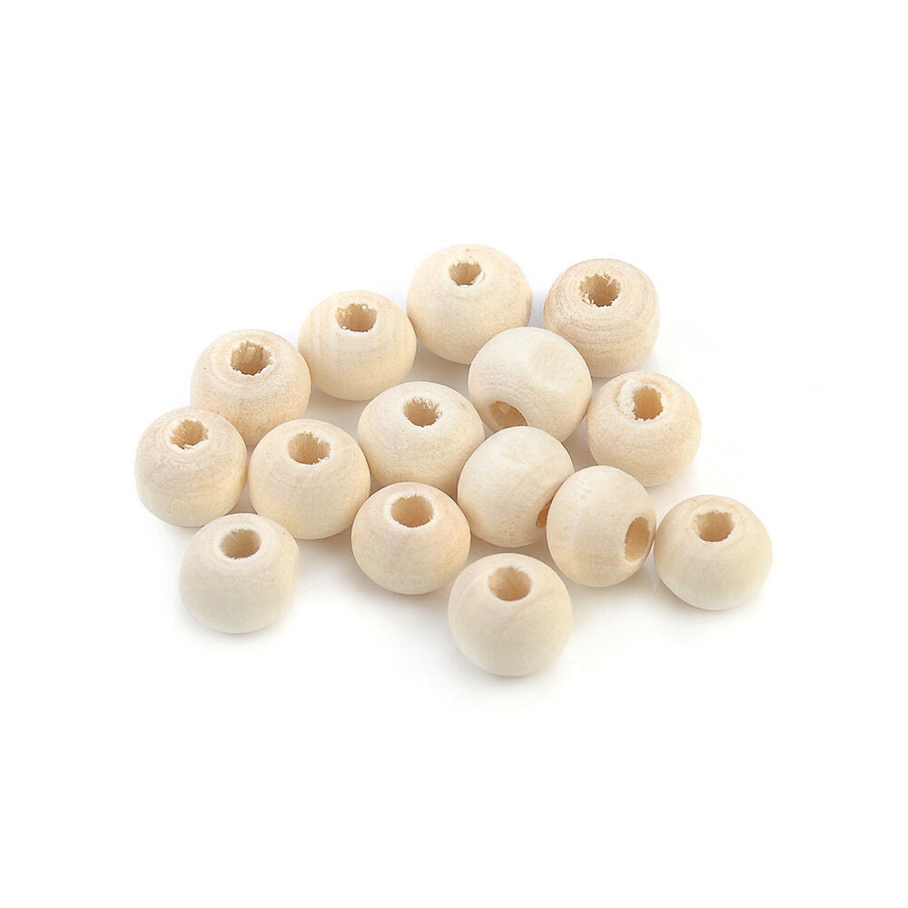50pcs Unpainted Natural Unfinished Wood Beads Round Spacer Wooden Bead 14mm