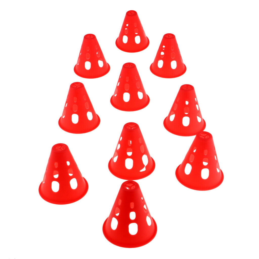 2X  10pcs Plastic Windproof Roadblock Sport Training Traffic Road Cones Red