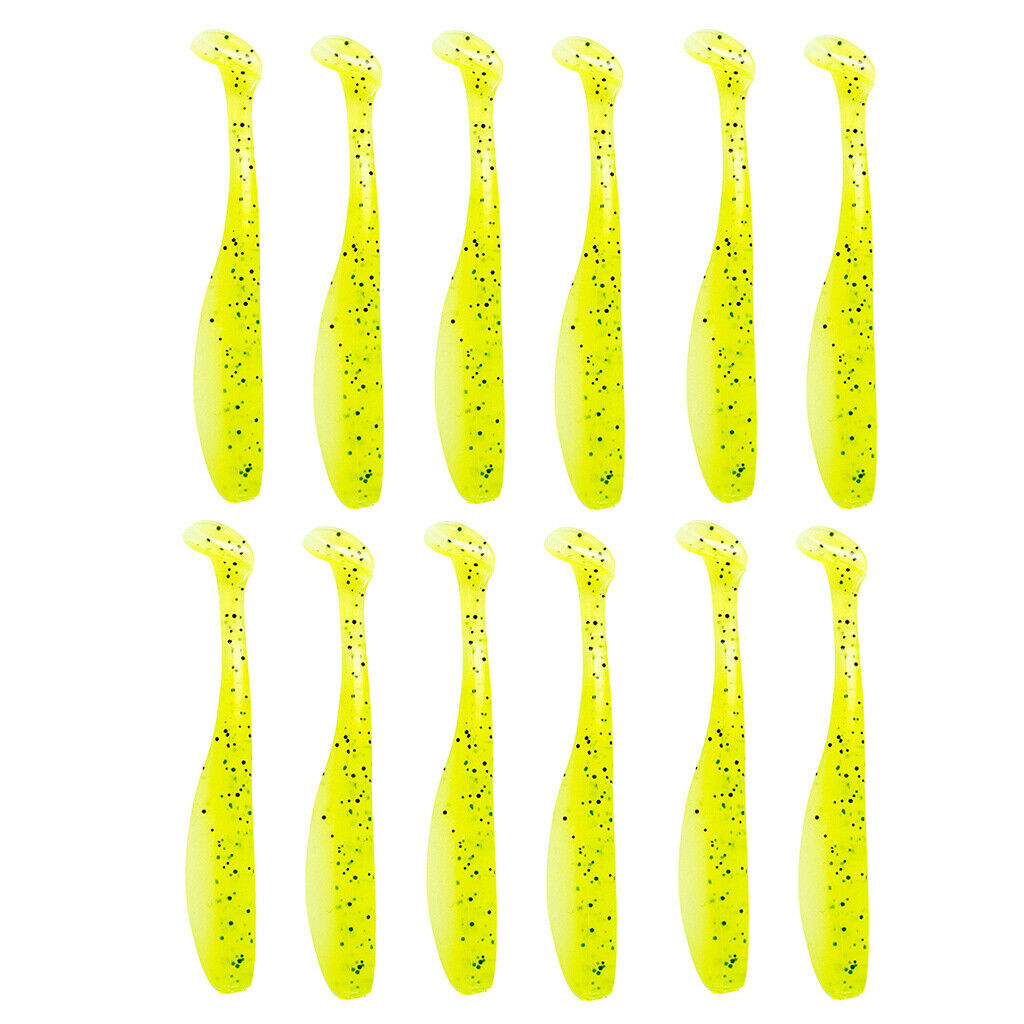 60x Artificial Swimbaits Minnow Shad Paddle Tail Worms Fishing Shiner Baits