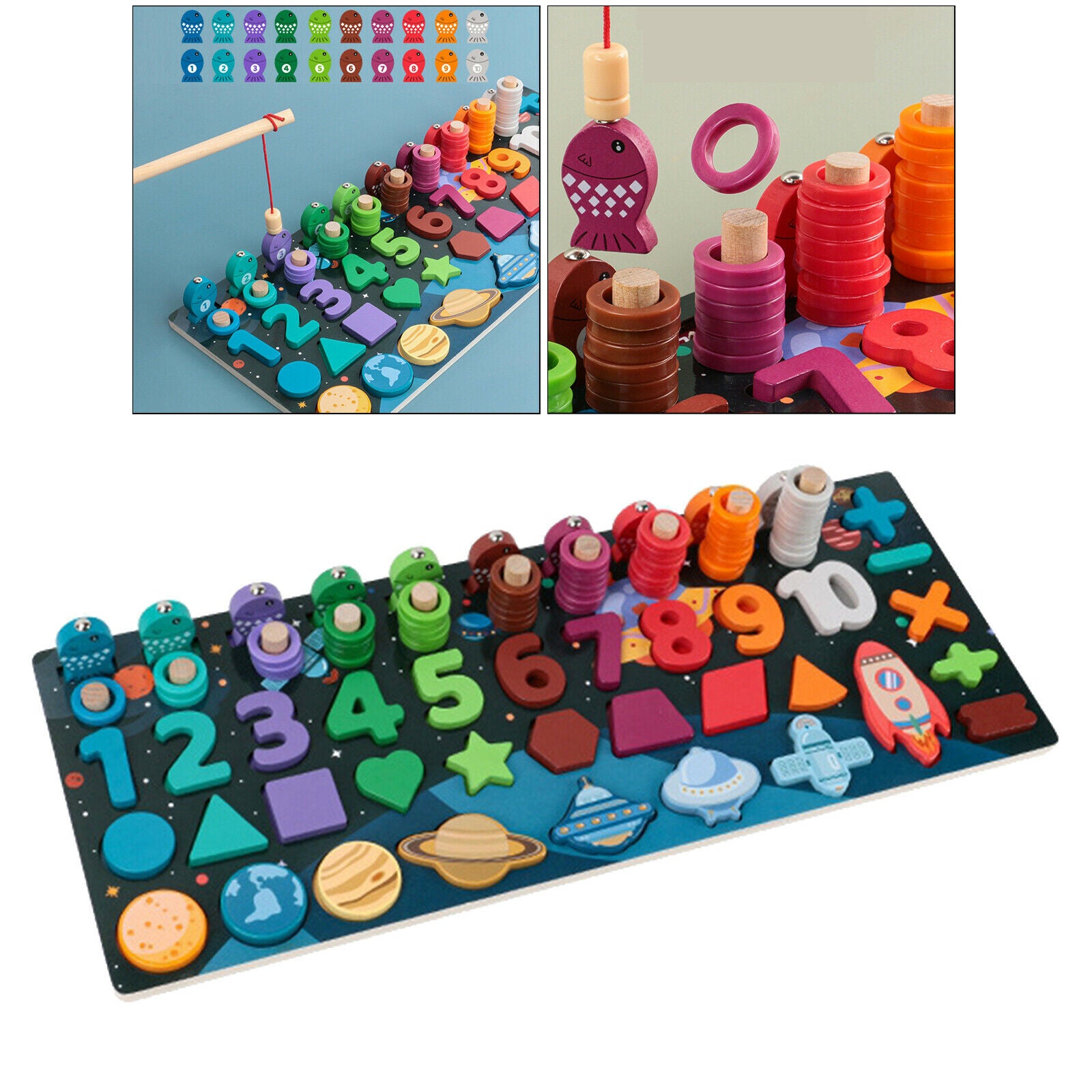 Wooden Number Puzzle Sorting Montessori Toys for Toddlers Color Shape Sorter