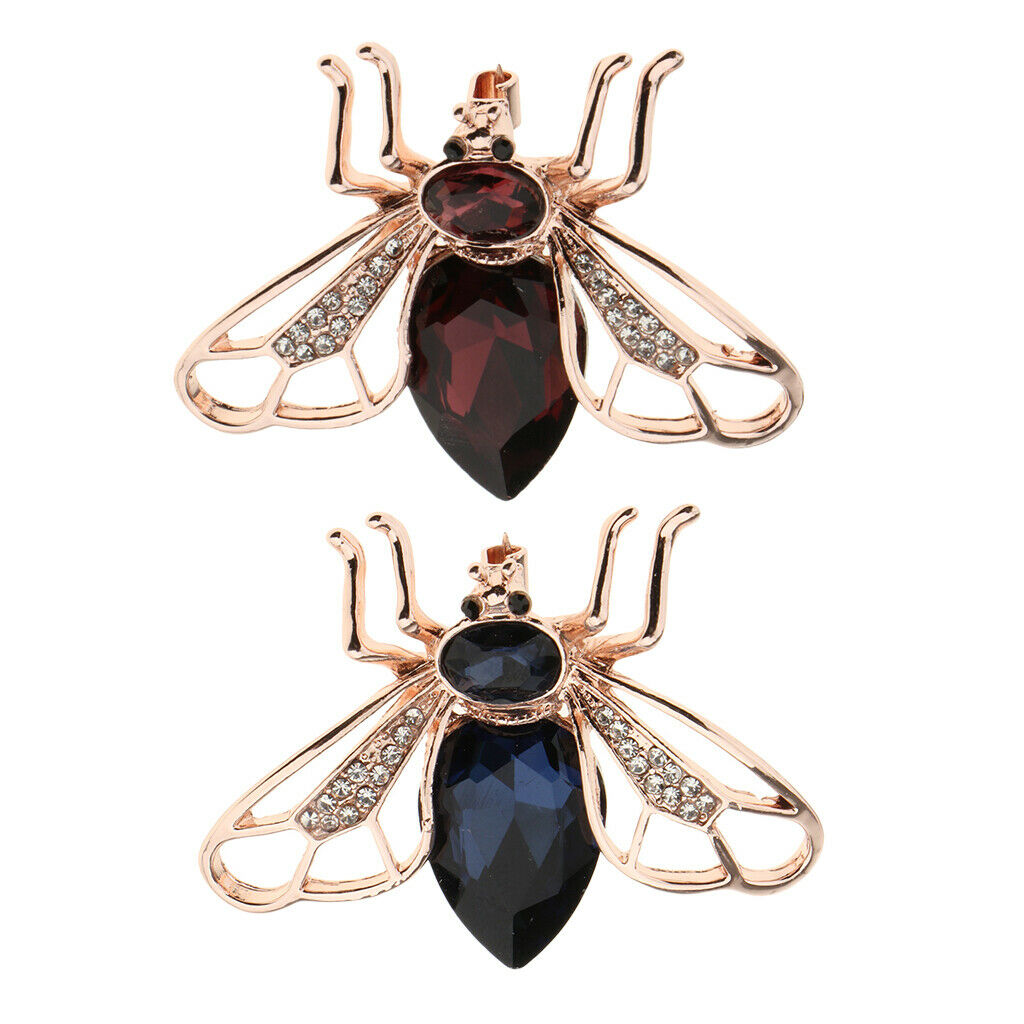 2pcs Crystal Rhinestone Insect Bee Brooches Pins for women Jewelry Gift