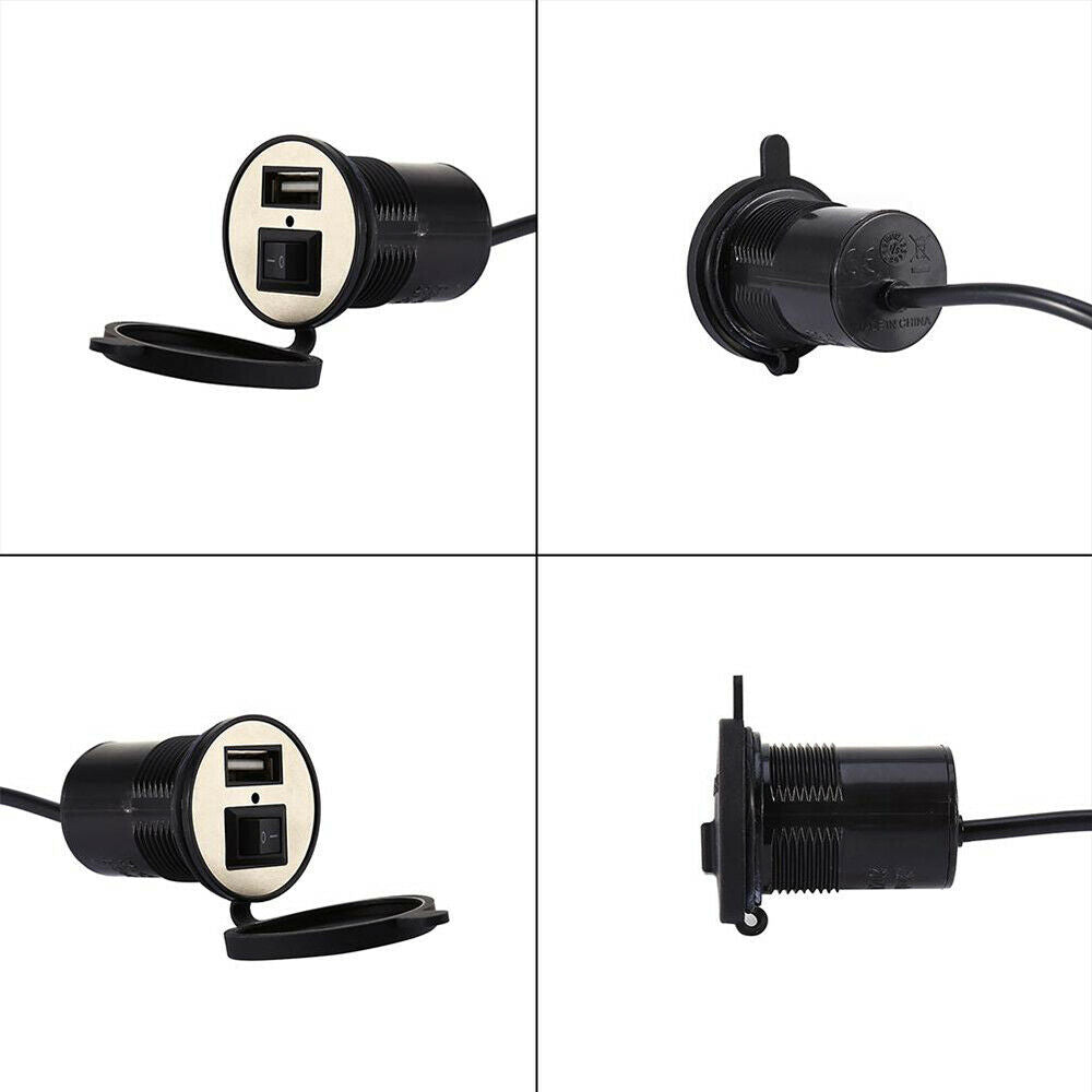 Waterproof USB Motorcycle Charger Adapter with Switch Socket Plug Fast Charger