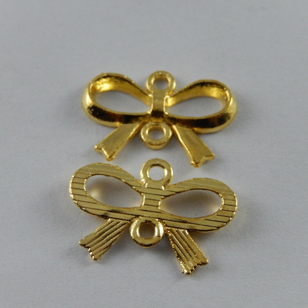 45pcs/lots Golden Color Alloy Bow-knot Jewelry Connector Making Charms Pendants