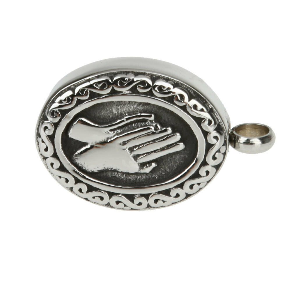 Stainless Oval hand in hand Cremation Keepsake Memorial Ash Pendant Locket