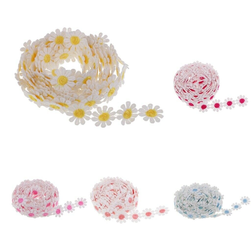 2pcs Embroidered Flower Lace Edge Trims Decorating Ribbon Costume Home Decor