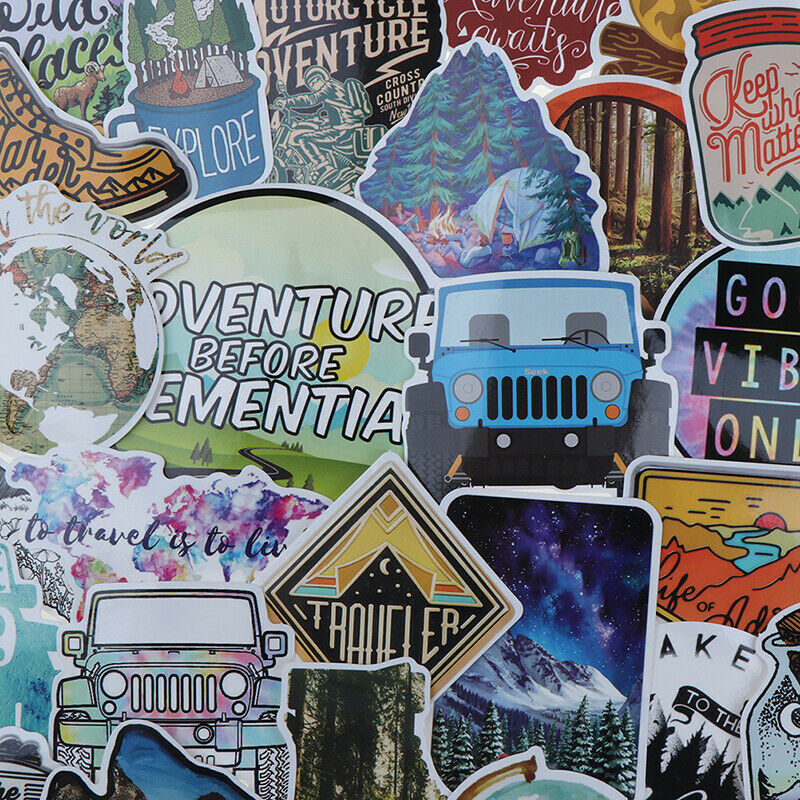 65Pcs Hiking Travel Stickers Adventure Outdoor Landscape Waterproof PVC DecalRDD
