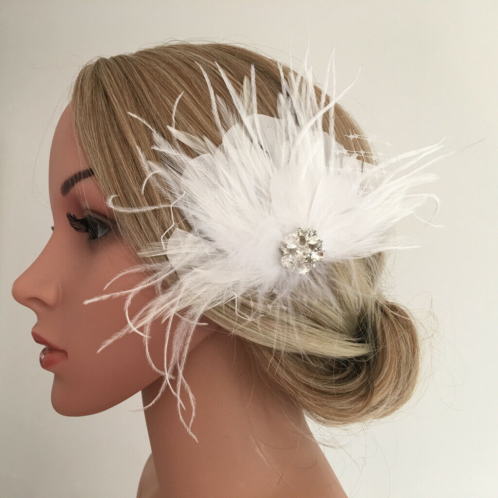 Wedding Party Women Lady Feather Hair Clip Brooch Fascinator Headpieces
