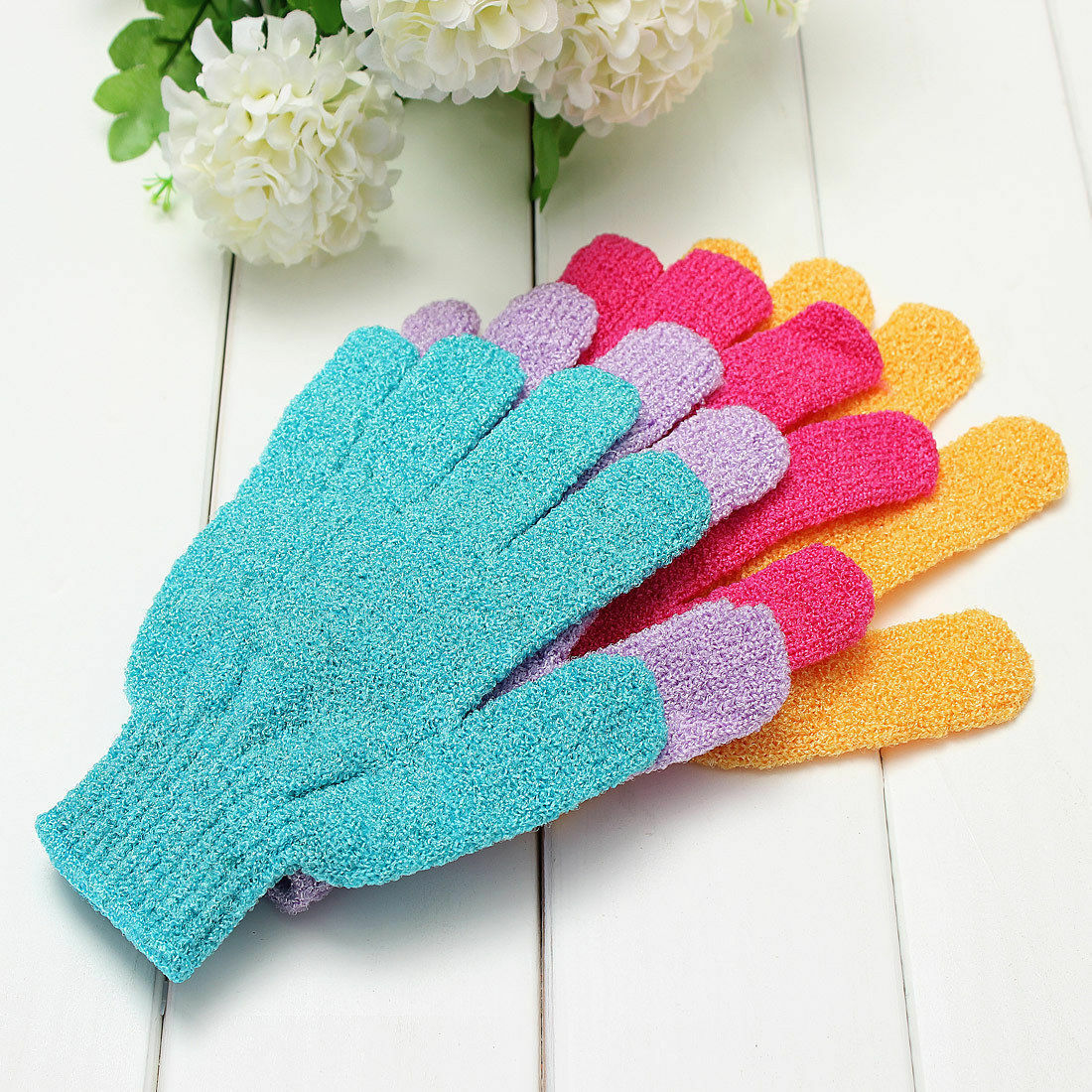 5PCS  Exfoliating Shower Skin Care Back Body Scrub Cleaning  Bath Gloves .l8
